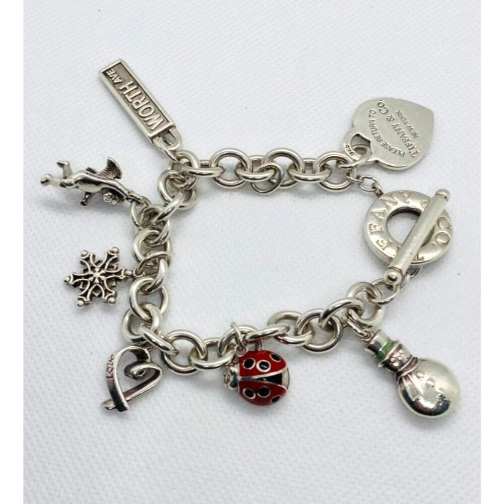 Tiffany & Co Sterling Silver 925 7 Charm Toggle Bracelet